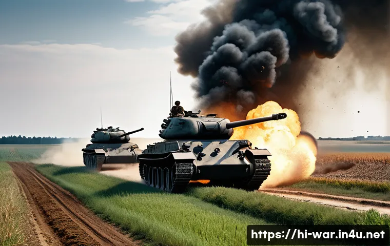 나치 독일의 전쟁 전략 - A detailed battlefield scene depicting the Blitzkrieg strategy during World War II: multiple German ...