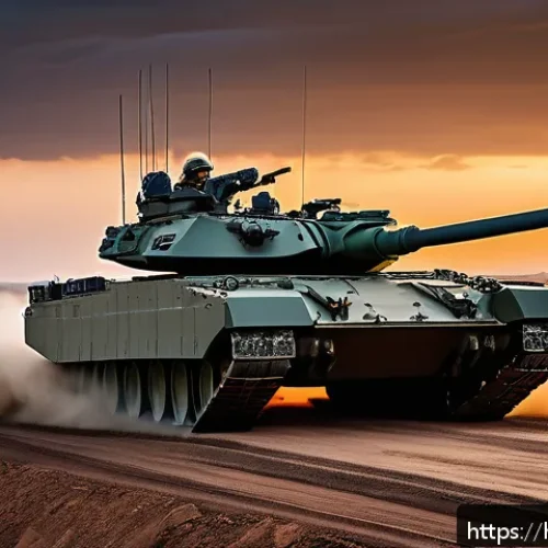 Home 17 탱크 개발 역사 - A futuristic Indian battlefield scene featuring a highly advanced hybrid-electric main battle tank e...